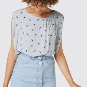 Naketano Bird Print Sleeveless Blouse